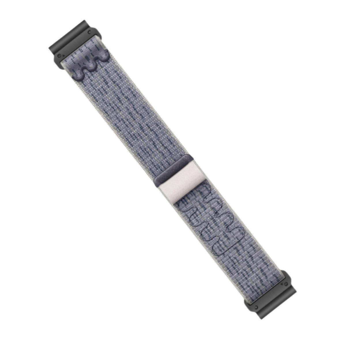 Blau-graues Uhrenarmband. Das Uhrenarmband befindet sich auf weißem Hintergrund.
