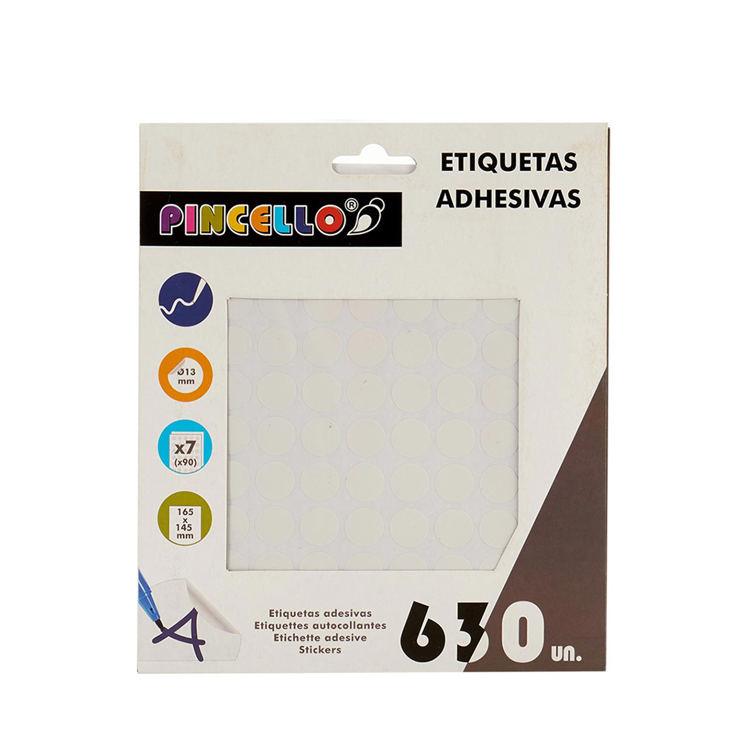 Pegatinas adhesivas blancas en un paquete. Embalaje blanco y negro. Fondo blanco.