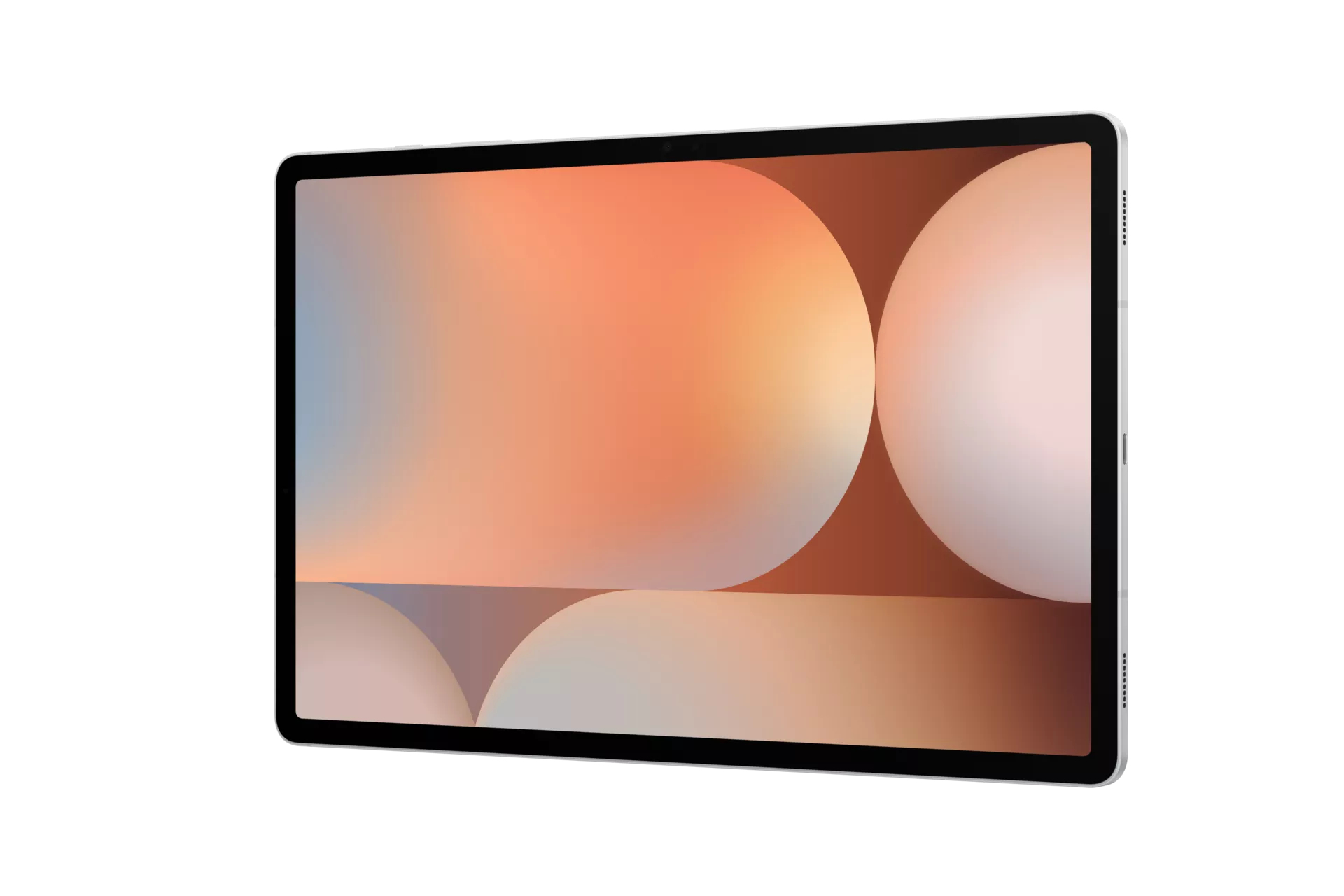 Un tablet con sfondo colorato su sfondo bianco. Il tablet è in modalità orizzontale.