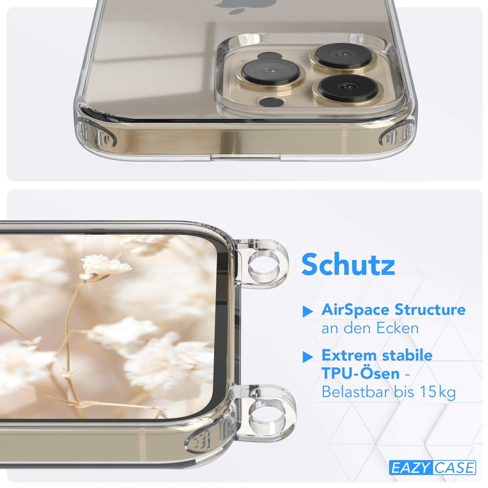 Nahaufnahme einer Handyhülle, die das Schutzdesign und die Details des Telefons zeigt.
