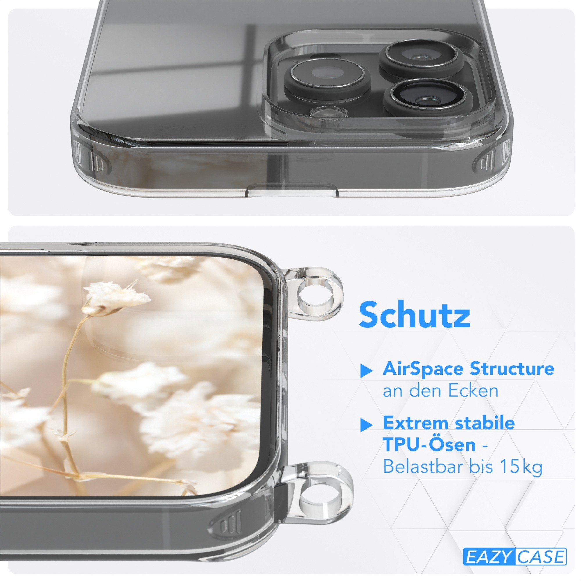 Transparente Handyhülle mit Blumen und AirSpace Structure und TPU.