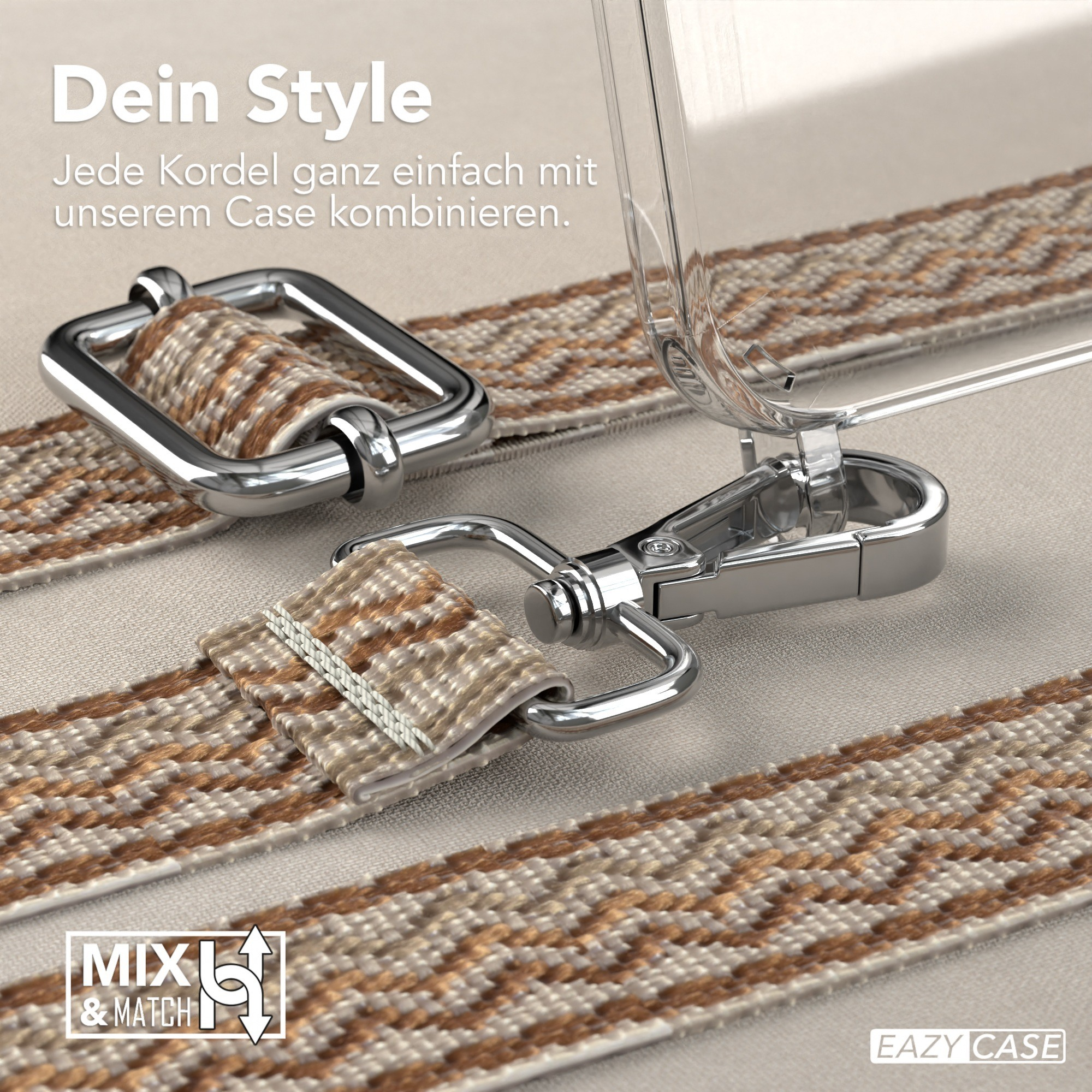 Zubehör für Gehäuse mit braunem und beigem Muster.