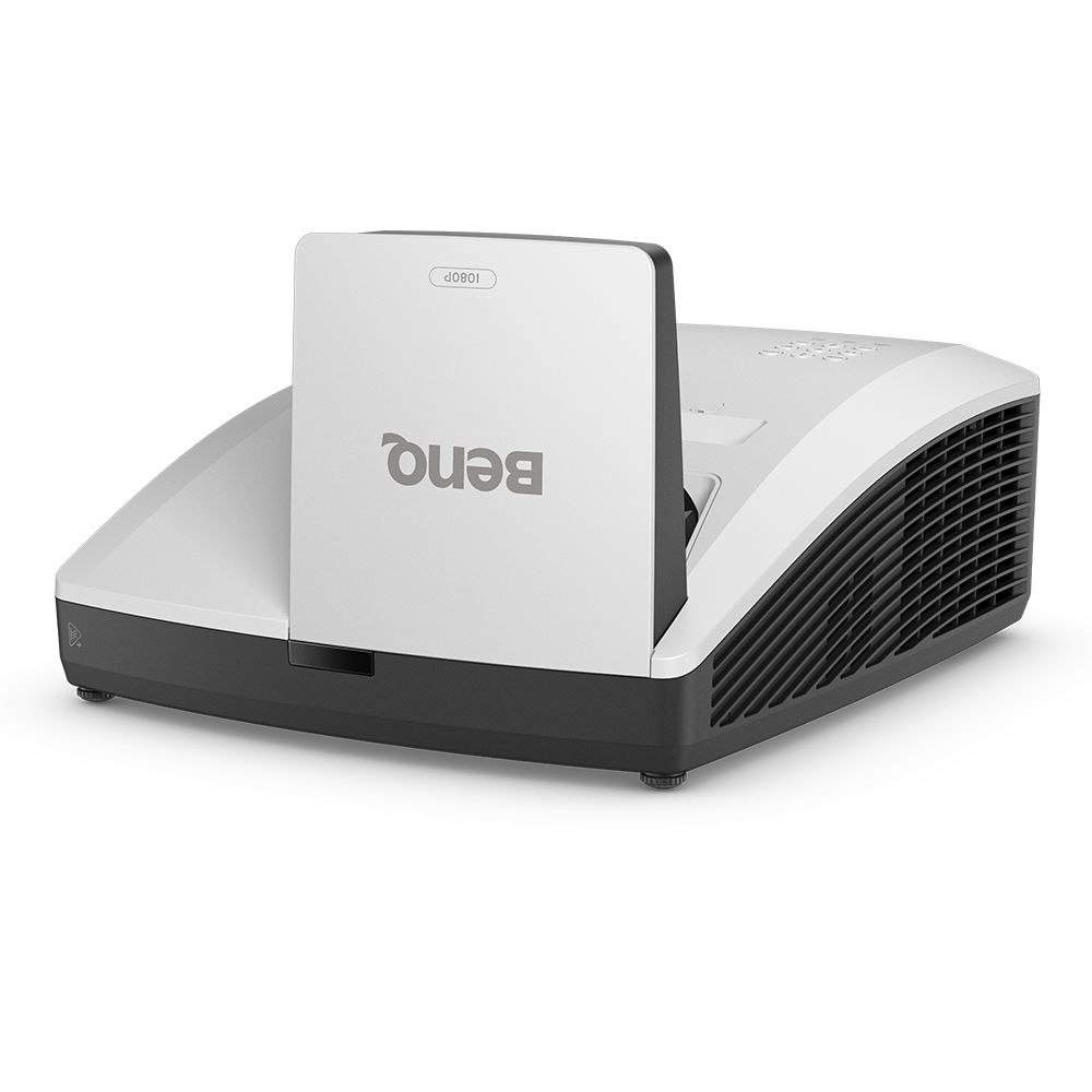 Weißer und schwarzer Projektor mit dem BenQ-Logo.