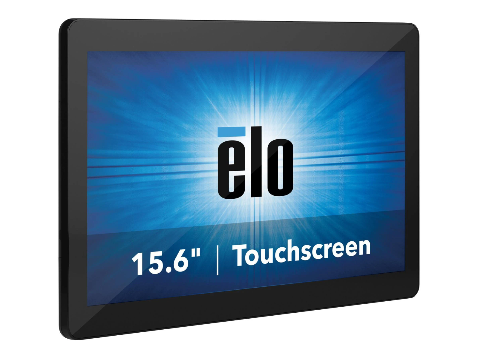 Schwarzes Elo-Touchscreen-Display mit dem Text 15,6” | Touchscreen.