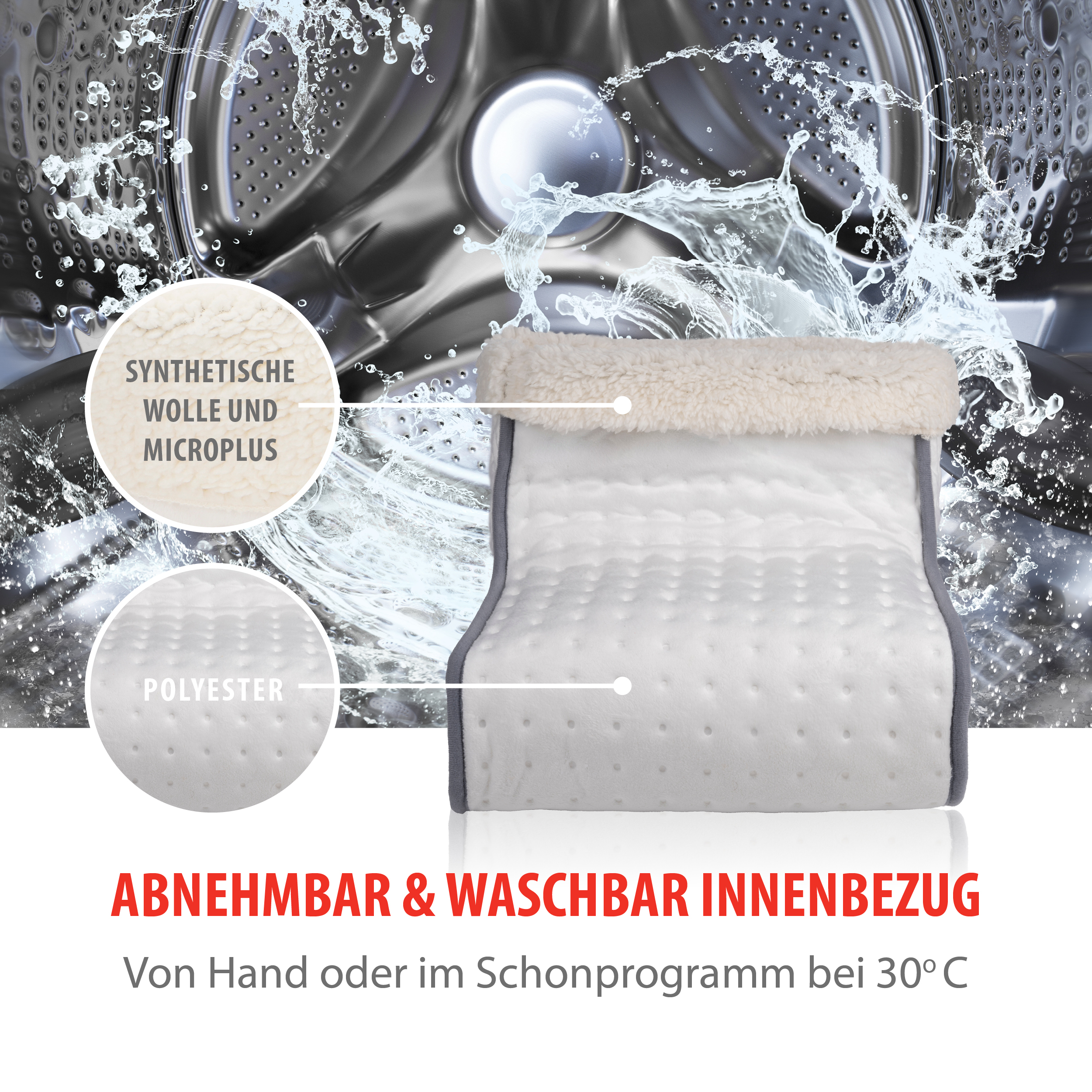Washing machine with a white, removable, washable inner lining.