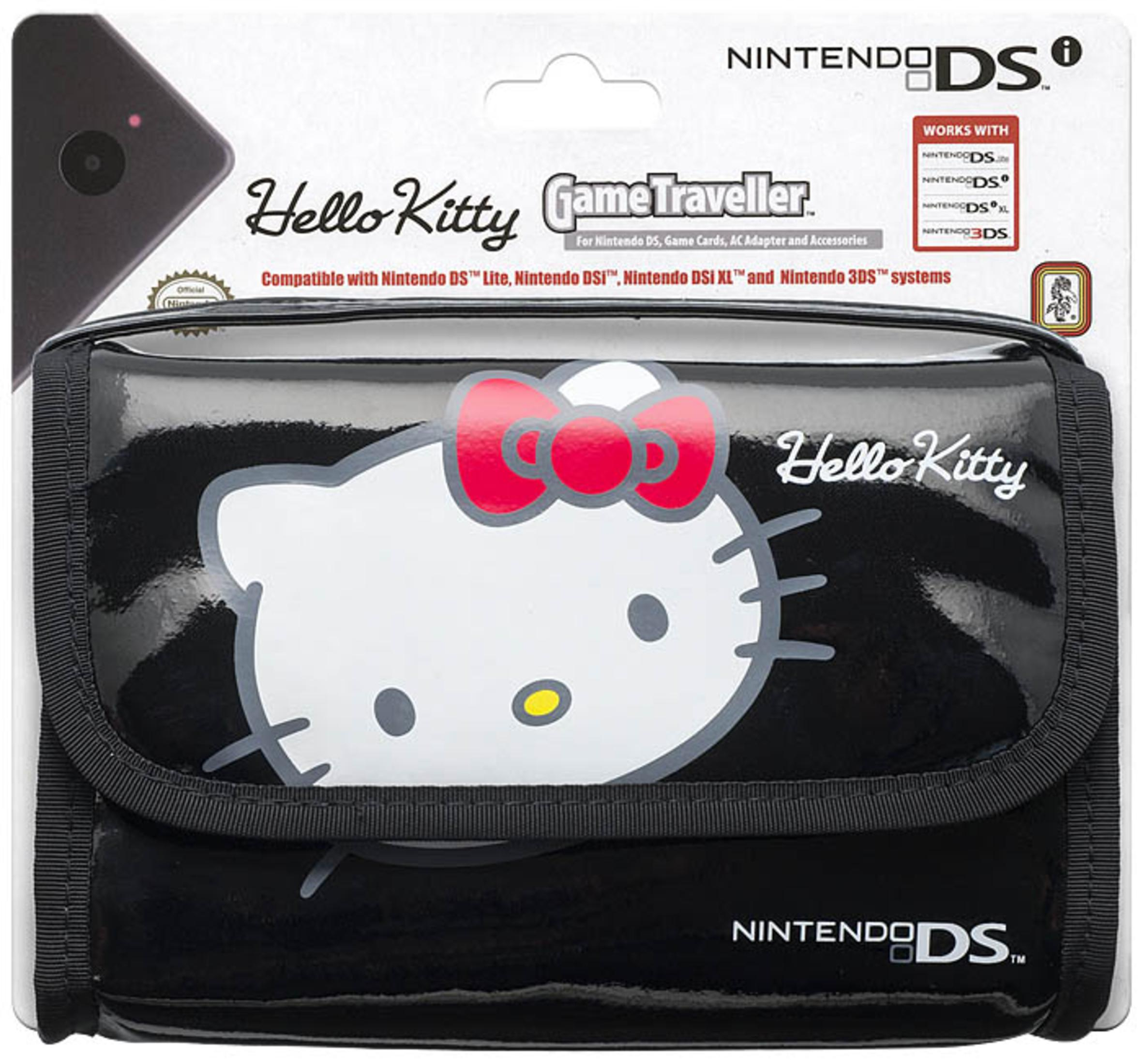 Custodia per giochi Nintendo DS Hello Kitty, nera con grafica Hello Kitty.