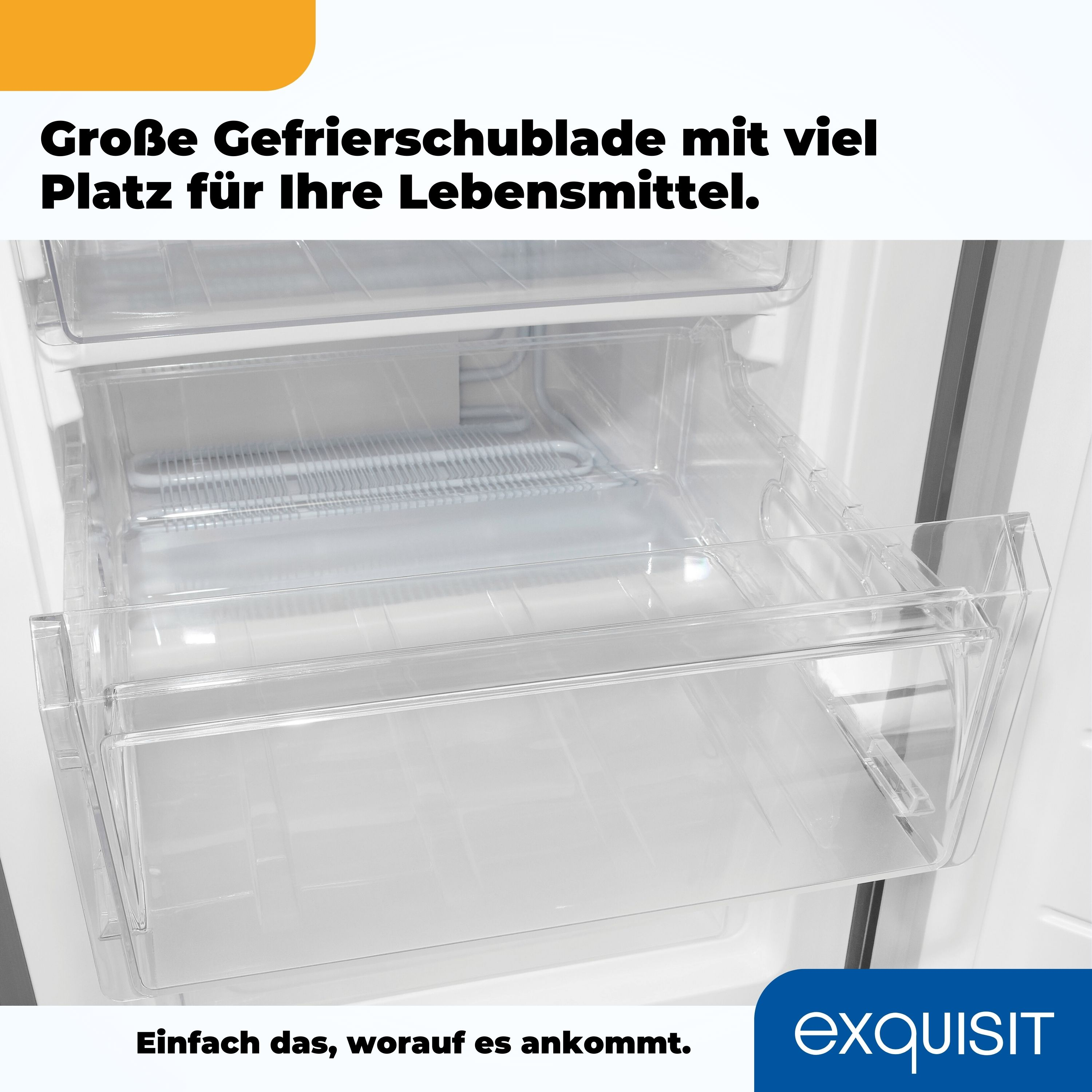 Un refrigerador abierto con cajones transparentes.