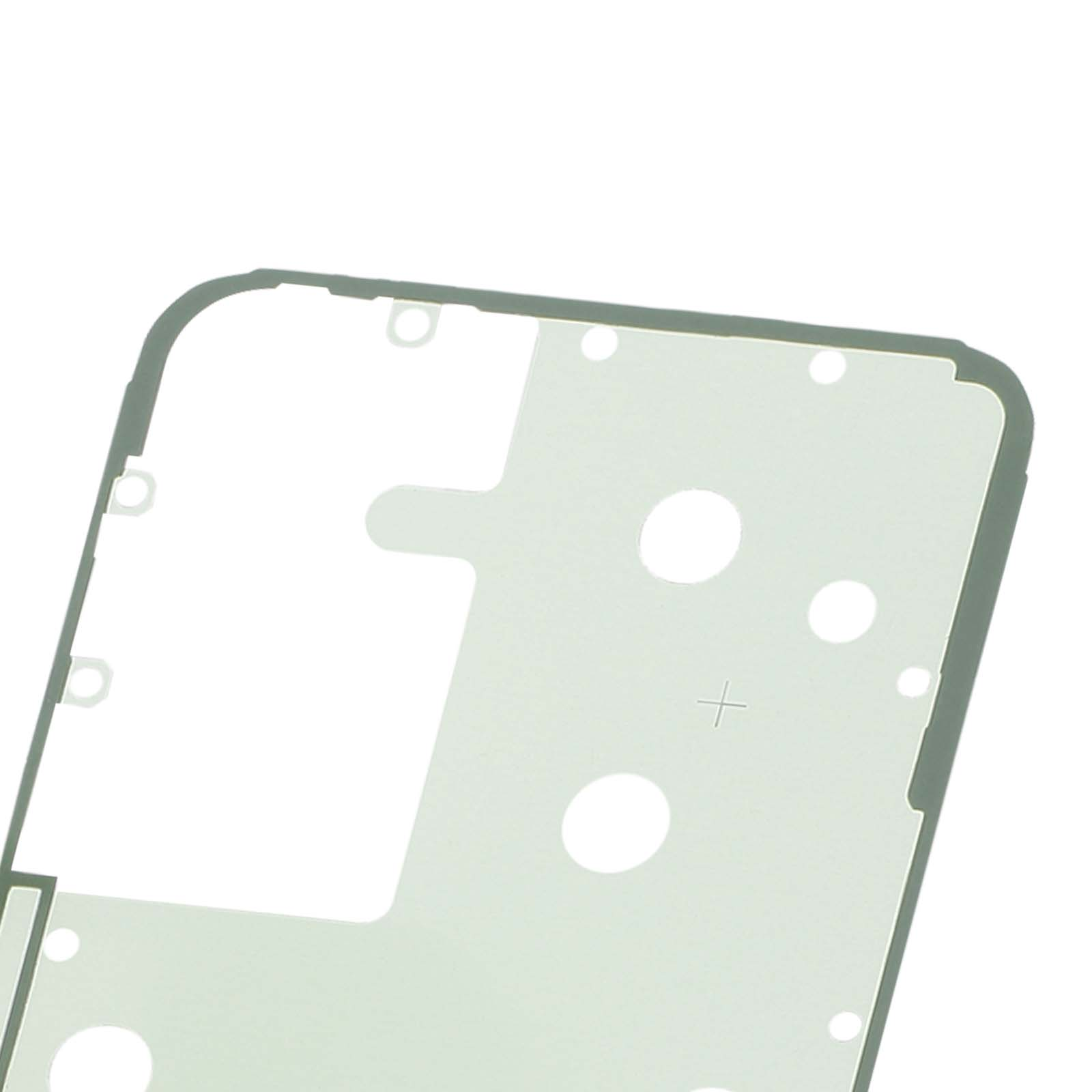 Un pannello posteriore verde chiaro per un telefono o altro dispositivo, con fori e contorni su sfondo bianco.