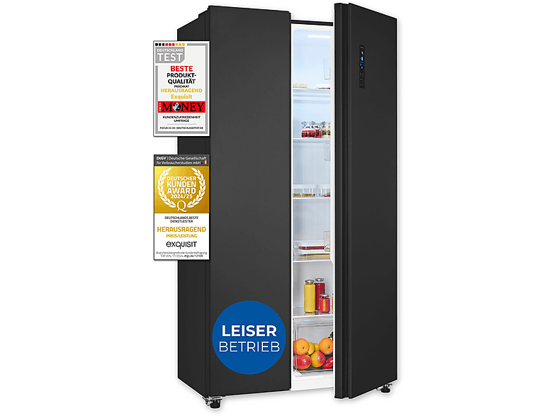 EXQUISIT SBS46-040E inoxlook-az Kühlgefrierkombination (E, 1770 mm hoch, Inoxlook-az)