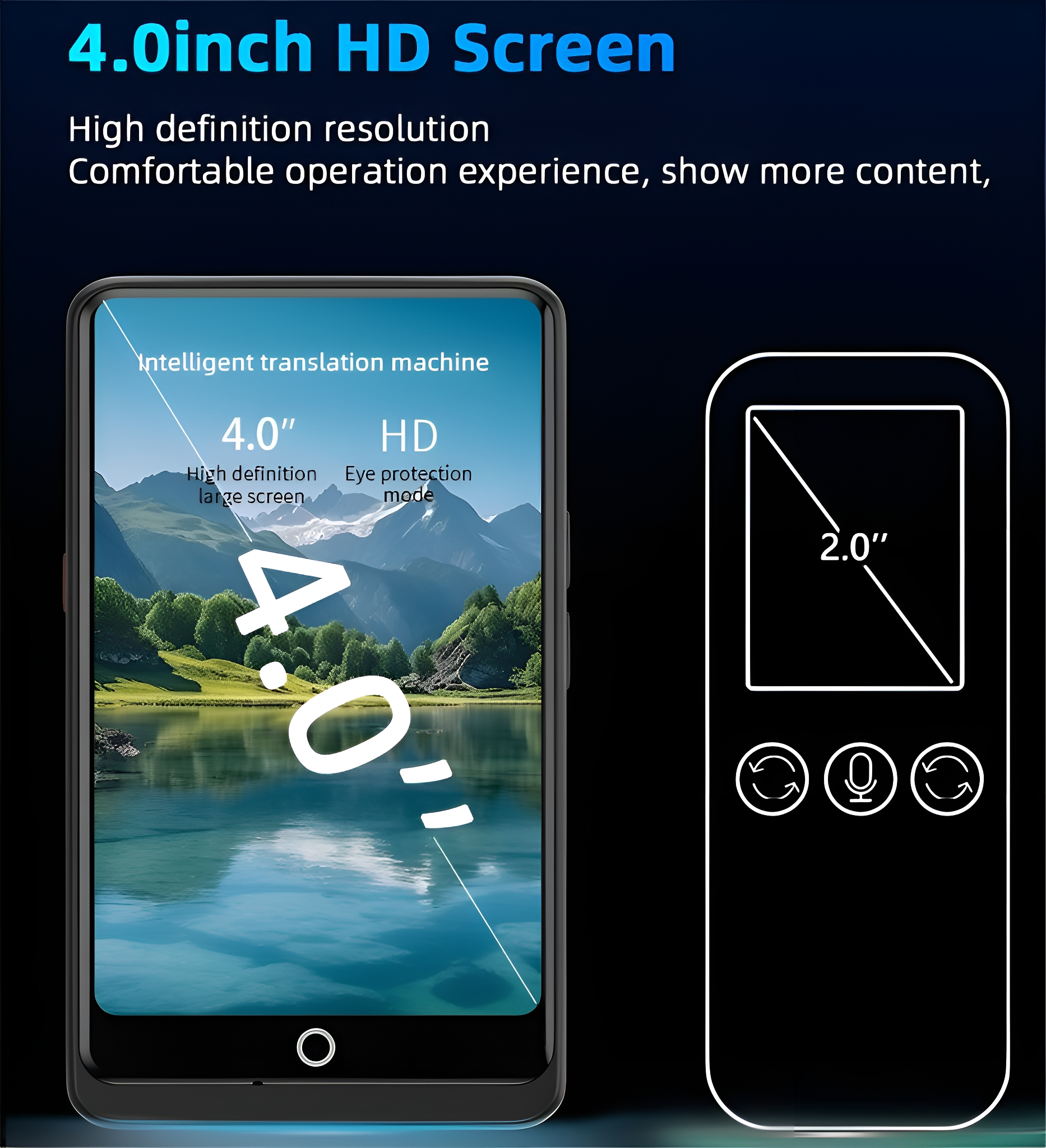 Schwarzes Tablet mit großem Bildschirm, zeigt eine Seeszene. Rechts Umriss einer Fernbedienung.