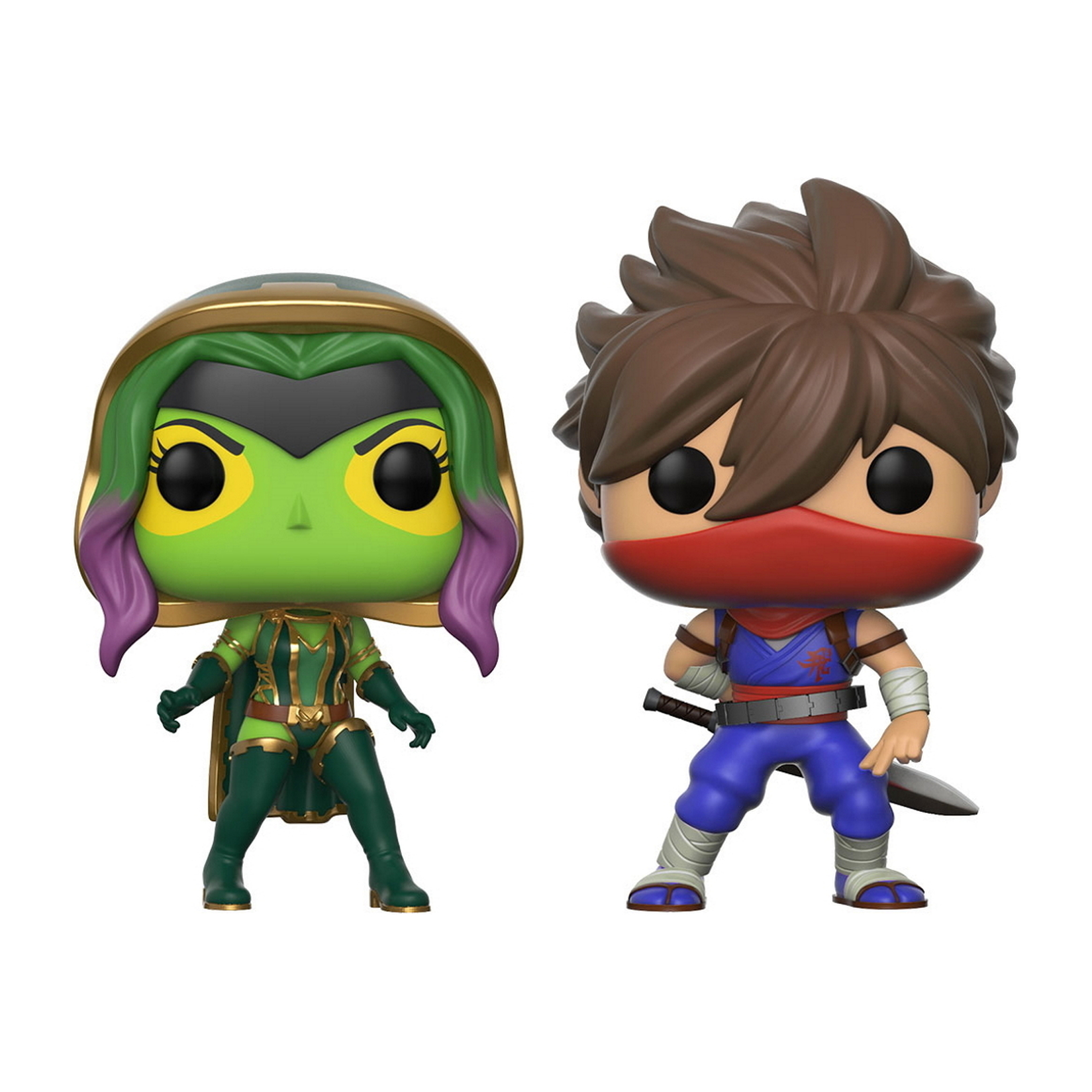 Zwei Funko Pop-Figuren: Gamora und ein Ninja.