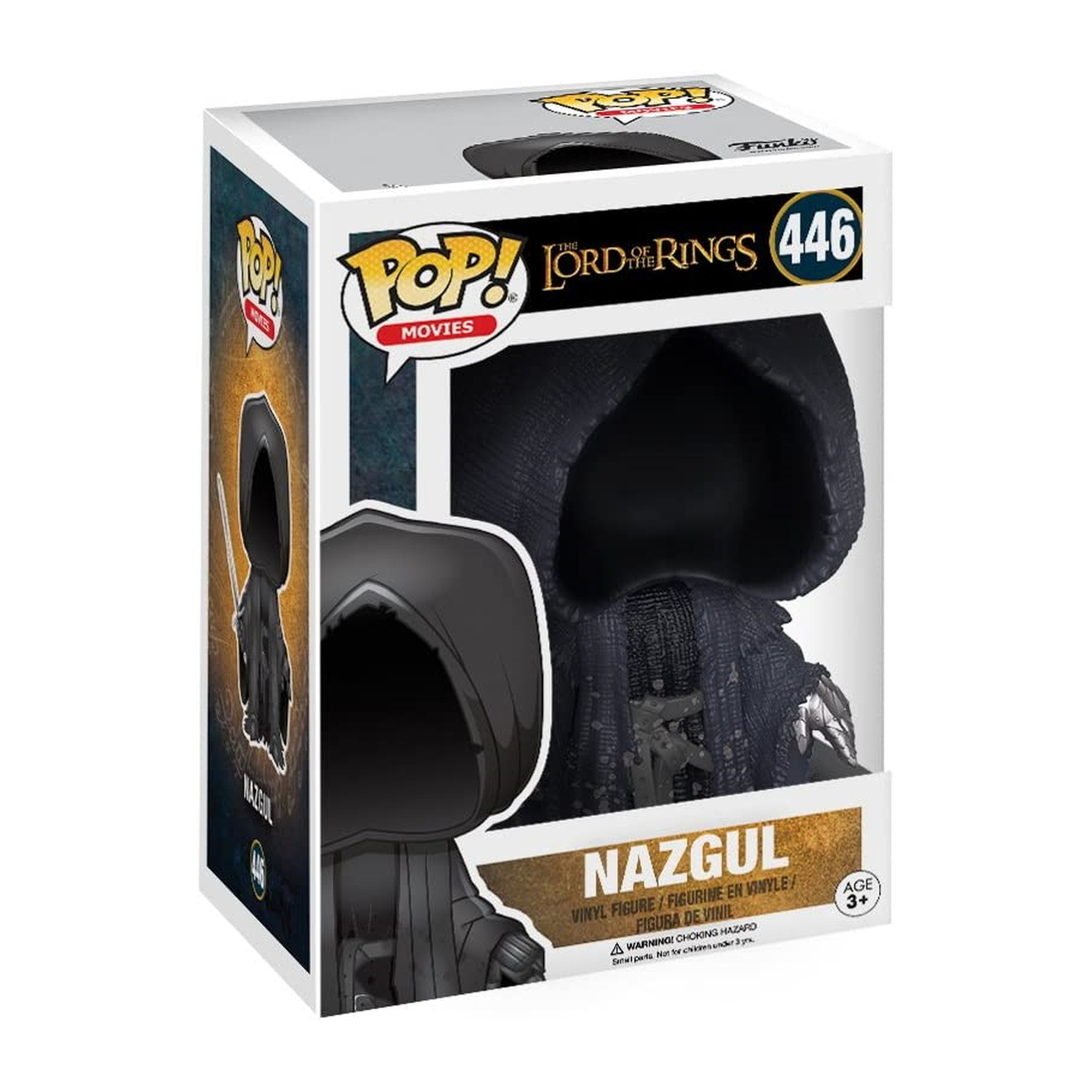 Eine Funko Pop-Figur von Nazgûl aus Der Herr der Ringe, in einer Box. Es ist schwarz und hat eine Kapuze.
