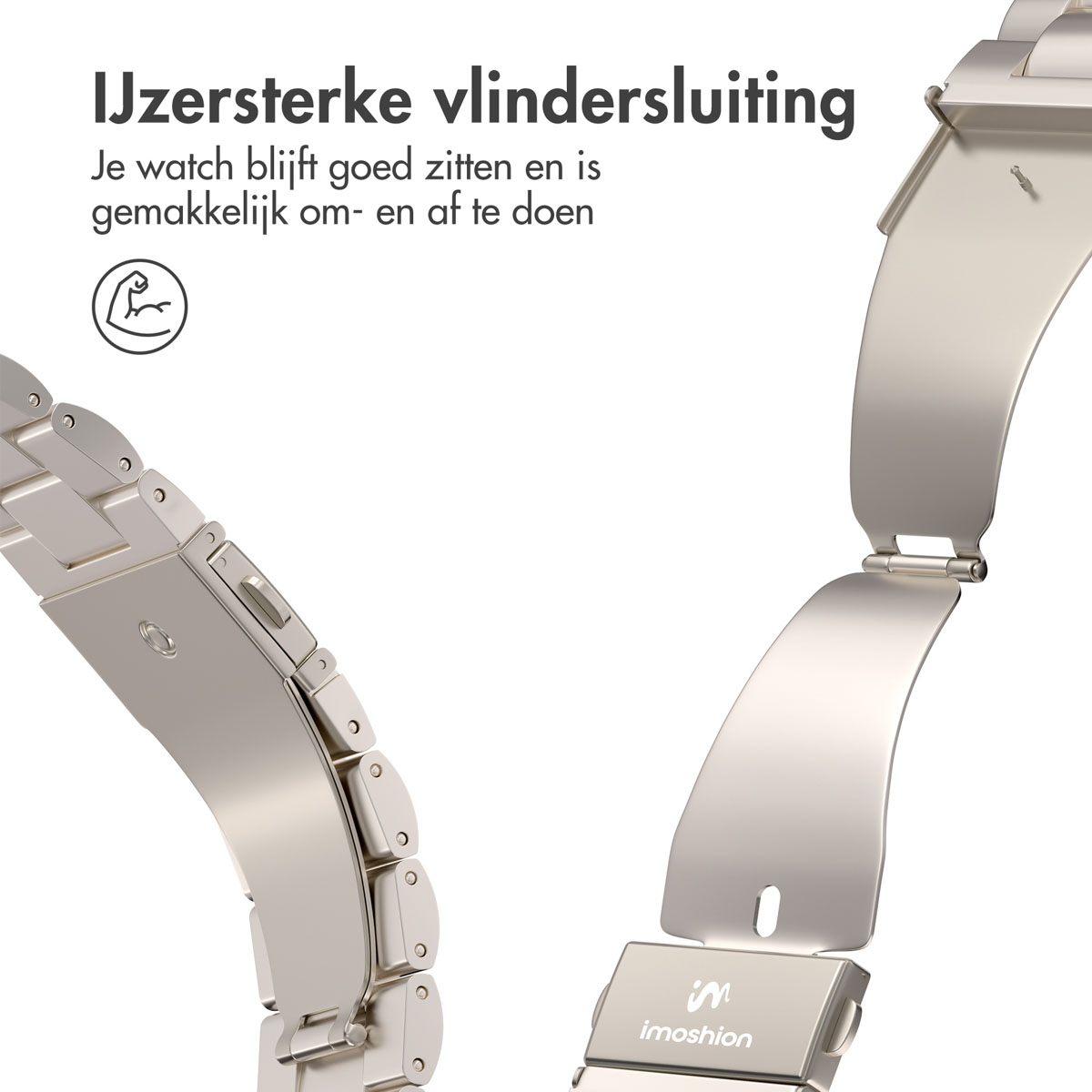 IMOSHION Stalen  bandje - Geschikt voor Apple Watch (38/40/41/42 mm) - Smartwatch band Starlight