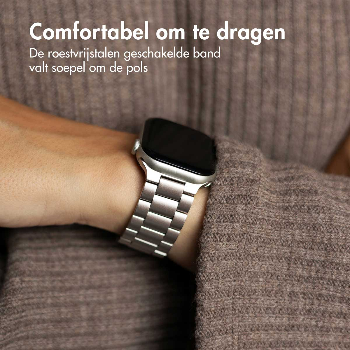 IMOSHION Stalen  bandje - Geschikt voor Apple Watch (38/40/41/42 mm) - Smartwatch band Starlight