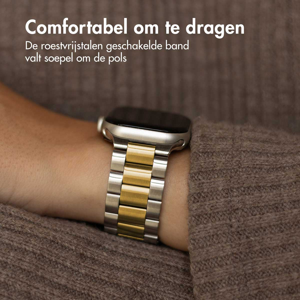 IMOSHION Stalen  bandje - Geschikt voor Apple Watch (44/45/46/49 mm) - Smartwatch Strap Silver