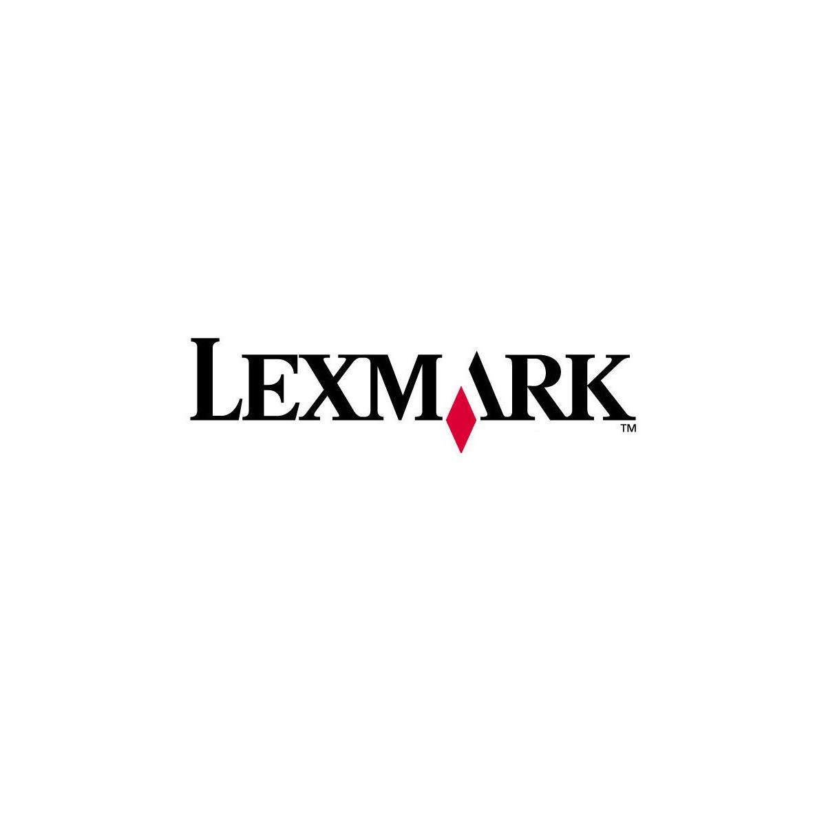 Logo Lexmark w kolorze czarnym. Logo zawiera słowo „Lexmark” i czerwony diament.