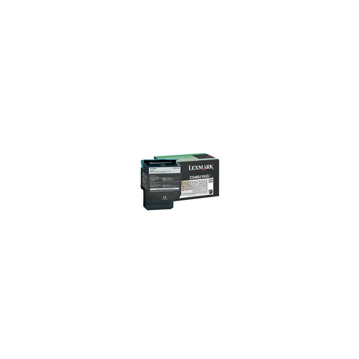Cartuccia toner per stampante in una scatola, isolata su bianco.