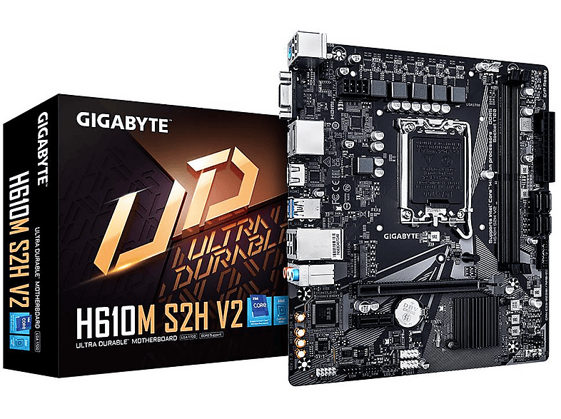 GIGABYTE 1700 Gigabyte H610M S2H V2 mATX Mainboards & Zubehör Intel PC Komponenten <gt/> Mainboards <gt/> Intel Sockel 1700 (Core i) <gt/> Micro/Mini/Flex-ATX <gt/> SATA Schwarz