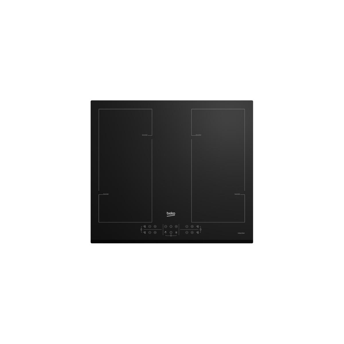 Placa de inducción - BEKO HII64206F2MT, 4 zone(s) zonas, 58 cm, Negro