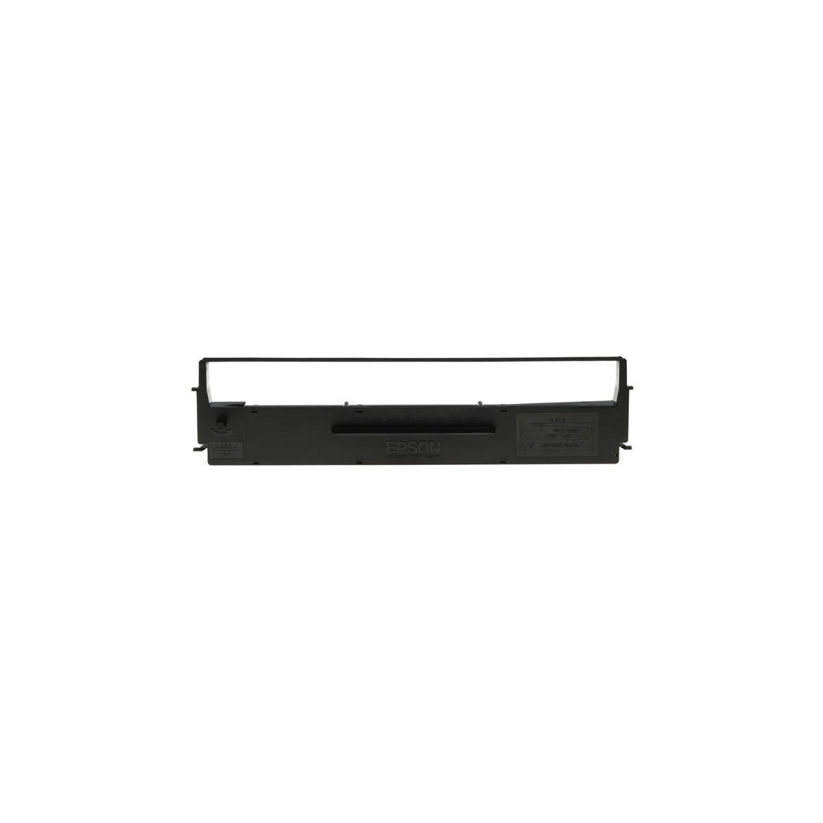 Nastro per stampante Epson nero su sfondo bianco.