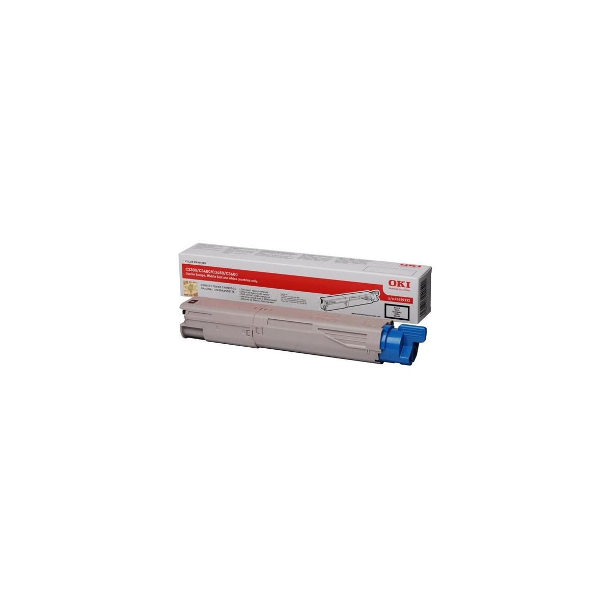 Cartuccia toner Oki con scatola, con dettaglio blu sulla cartuccia.