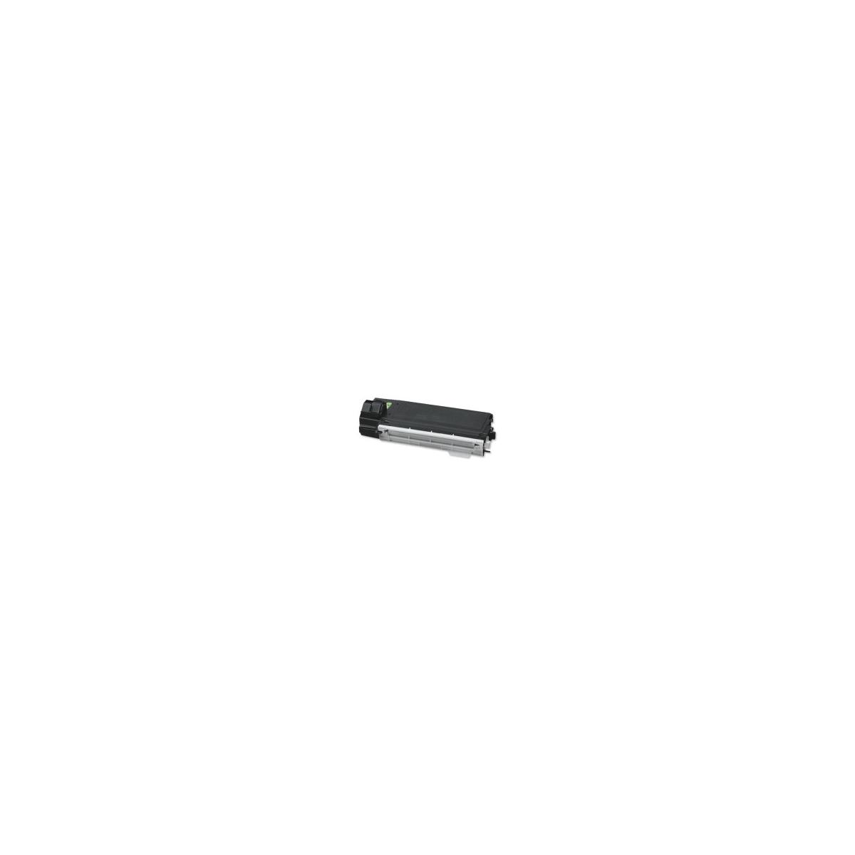 Cartuccia toner nera, sfondo bianco.