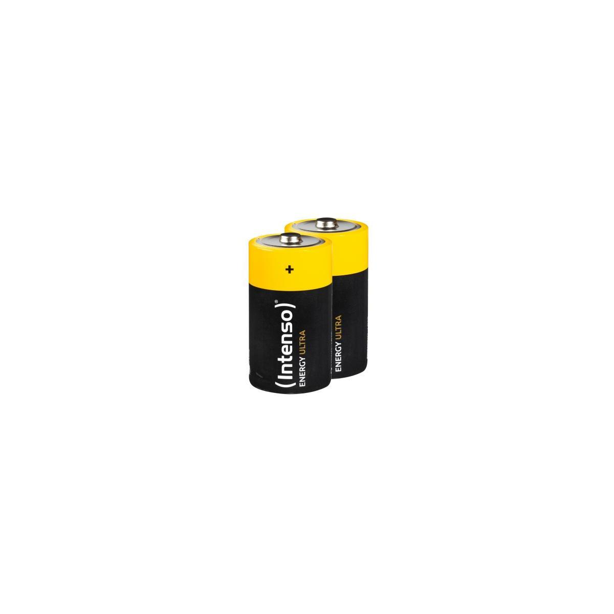 Due batterie giallo-nere (Intenso) su sfondo bianco. Segni positivo e negativo visibili.