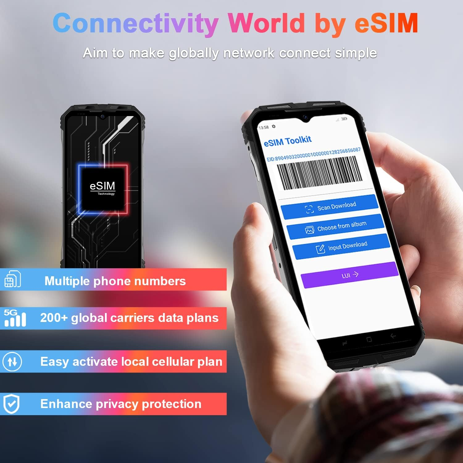 Zwei schwarze Smartphones, die einen Telefonbildschirm mit verschiedenen Oberflächen zeigen. Eines ist ein Telefon mit Bildschirm.