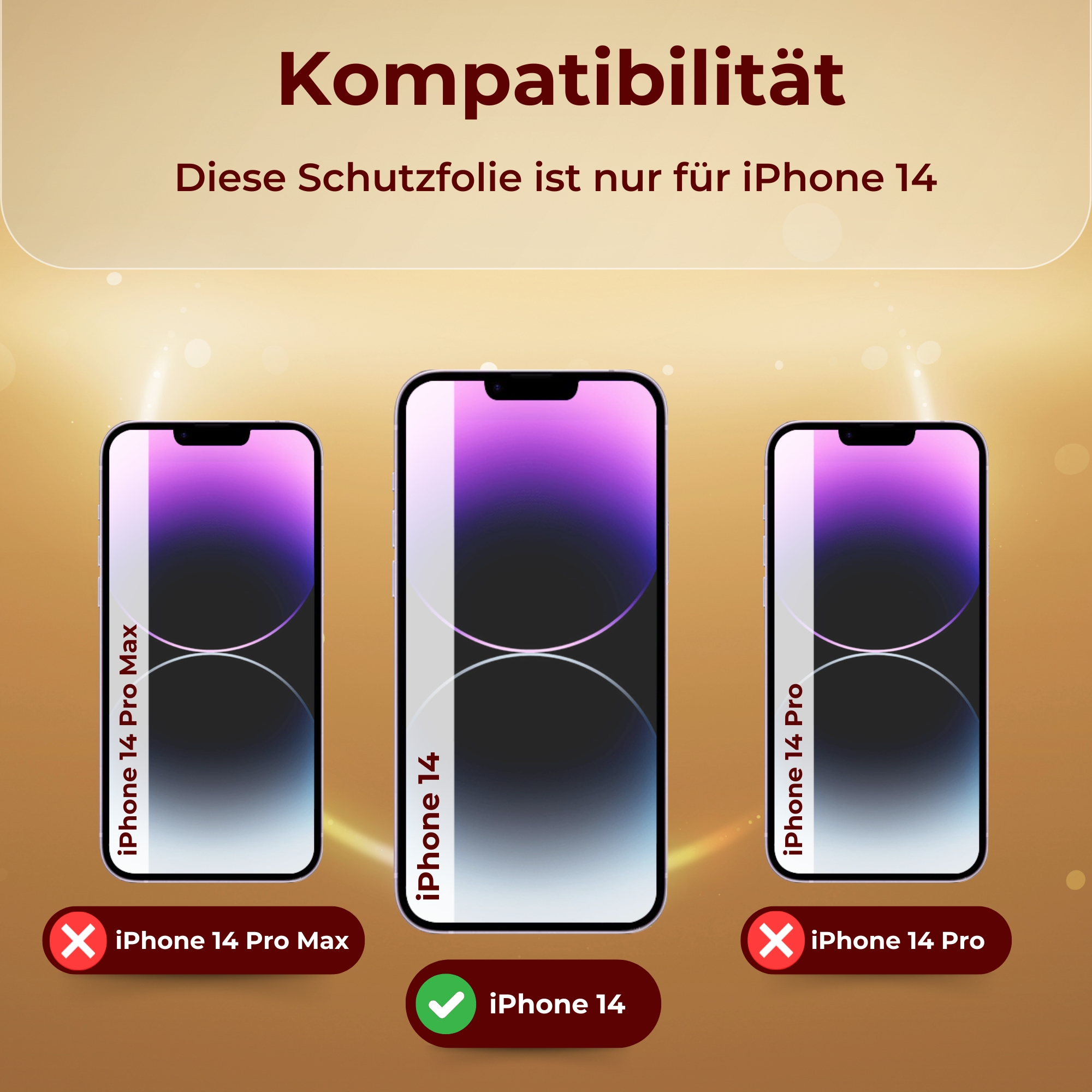 Vergleich der iPhone 14 Modelle, zeigt, welche Displayschutzfolie passt.
