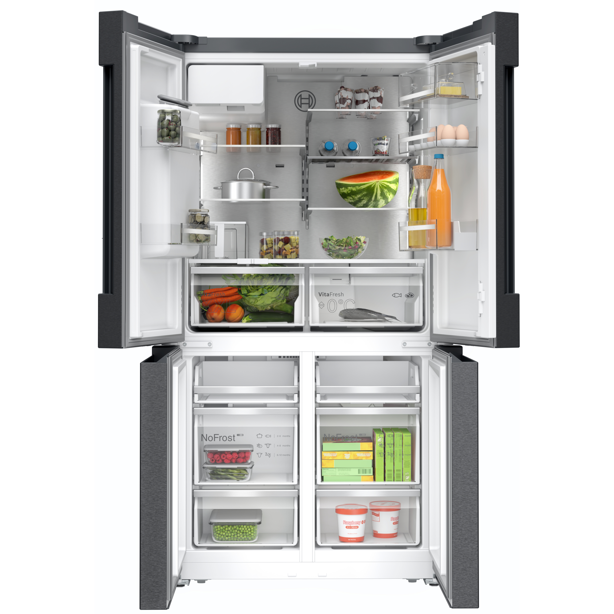 BOSCH KFI96AXEA Serie 6 Side-by-Side (E, 180 mm hoch, Schwarz, Edelstahl)