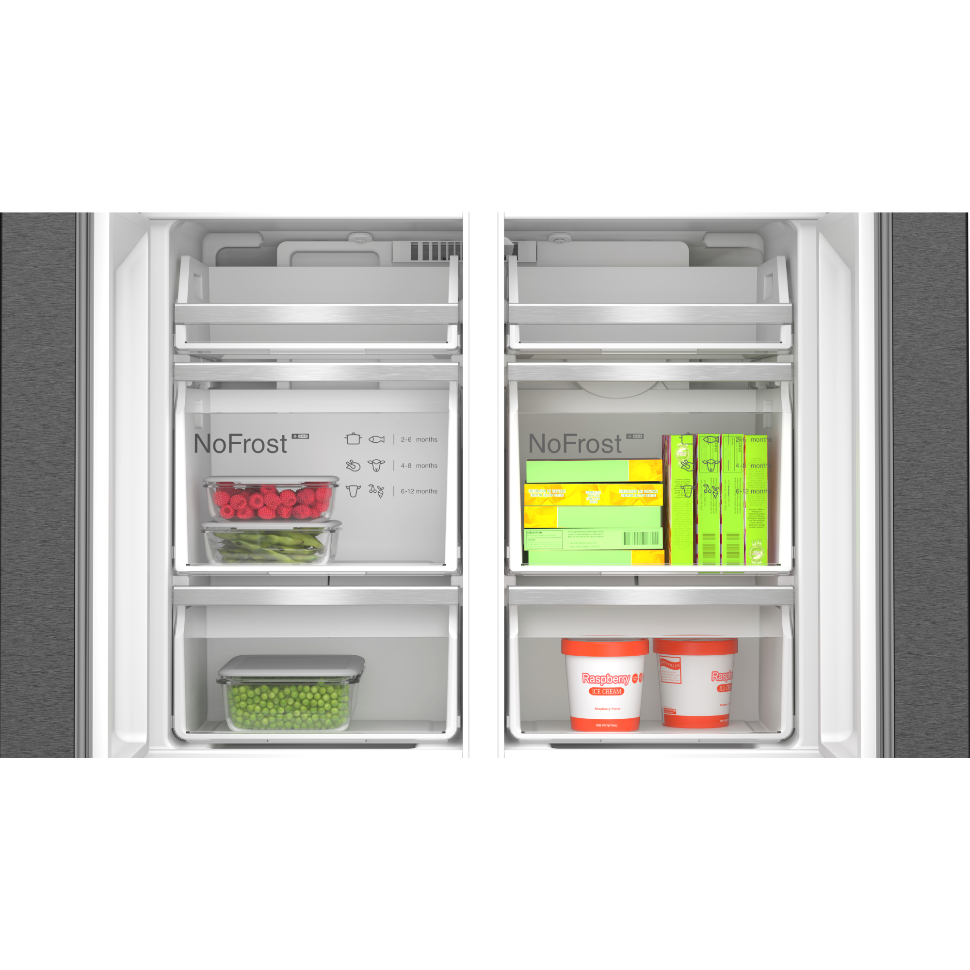 BOSCH KFI96AXEA Serie 6 Side-by-Side (E, 180 mm hoch, Schwarz, Edelstahl)