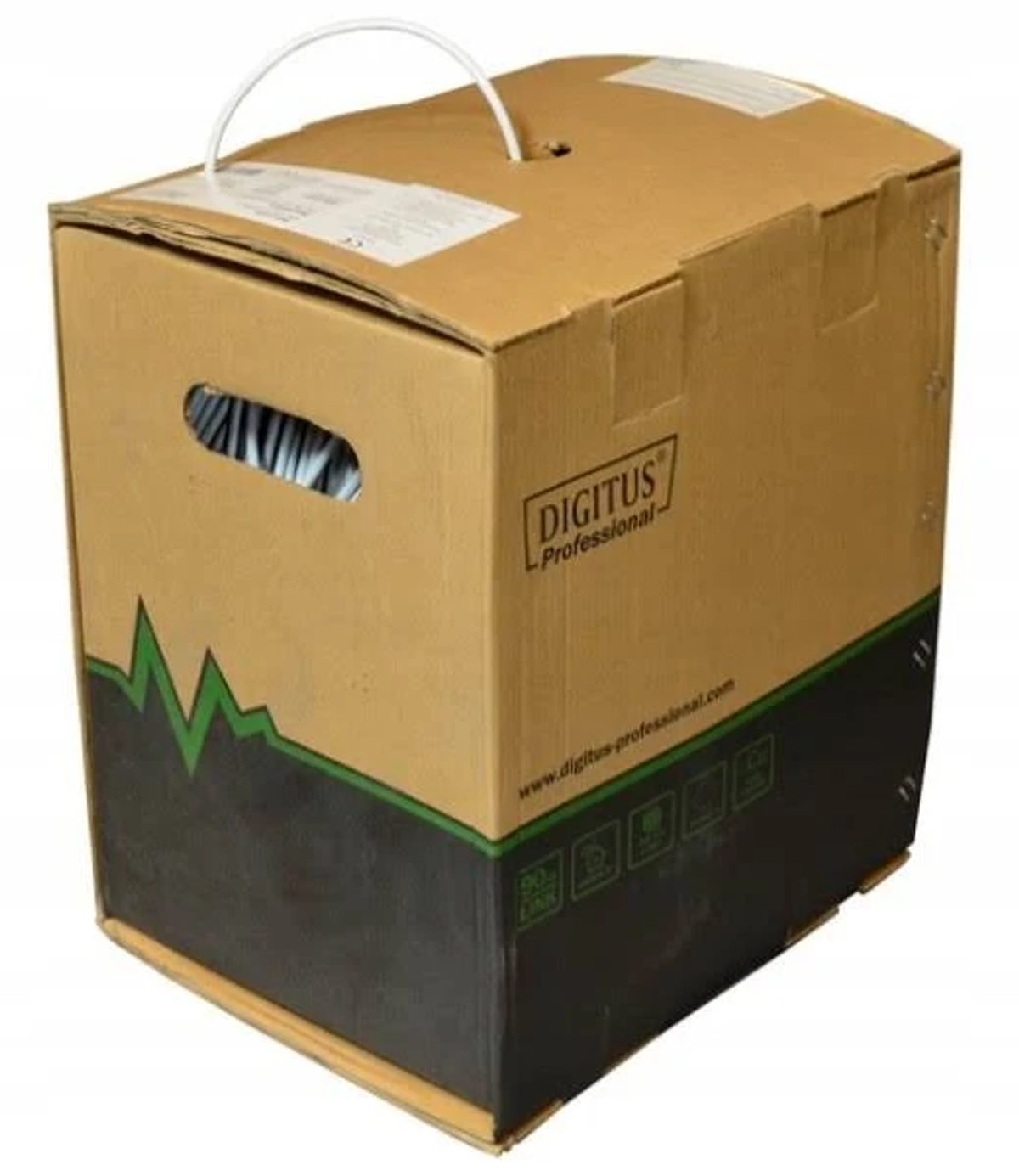 Kartonowe pudełko z białym uchwytem, z napisem 'DIGITUS Professional'.