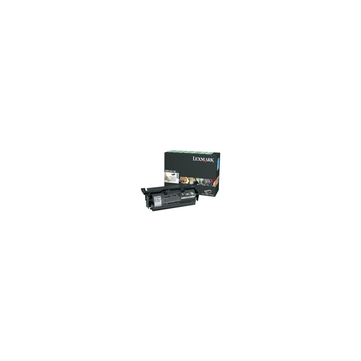 Cartuccia toner Lexmark, scatola nera, prodotto su bianco.