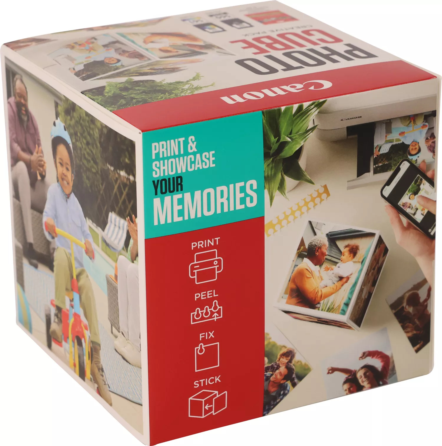 Pudełko Canon Photo Cube. Kostka z zdjęciami, czerwono-biała.