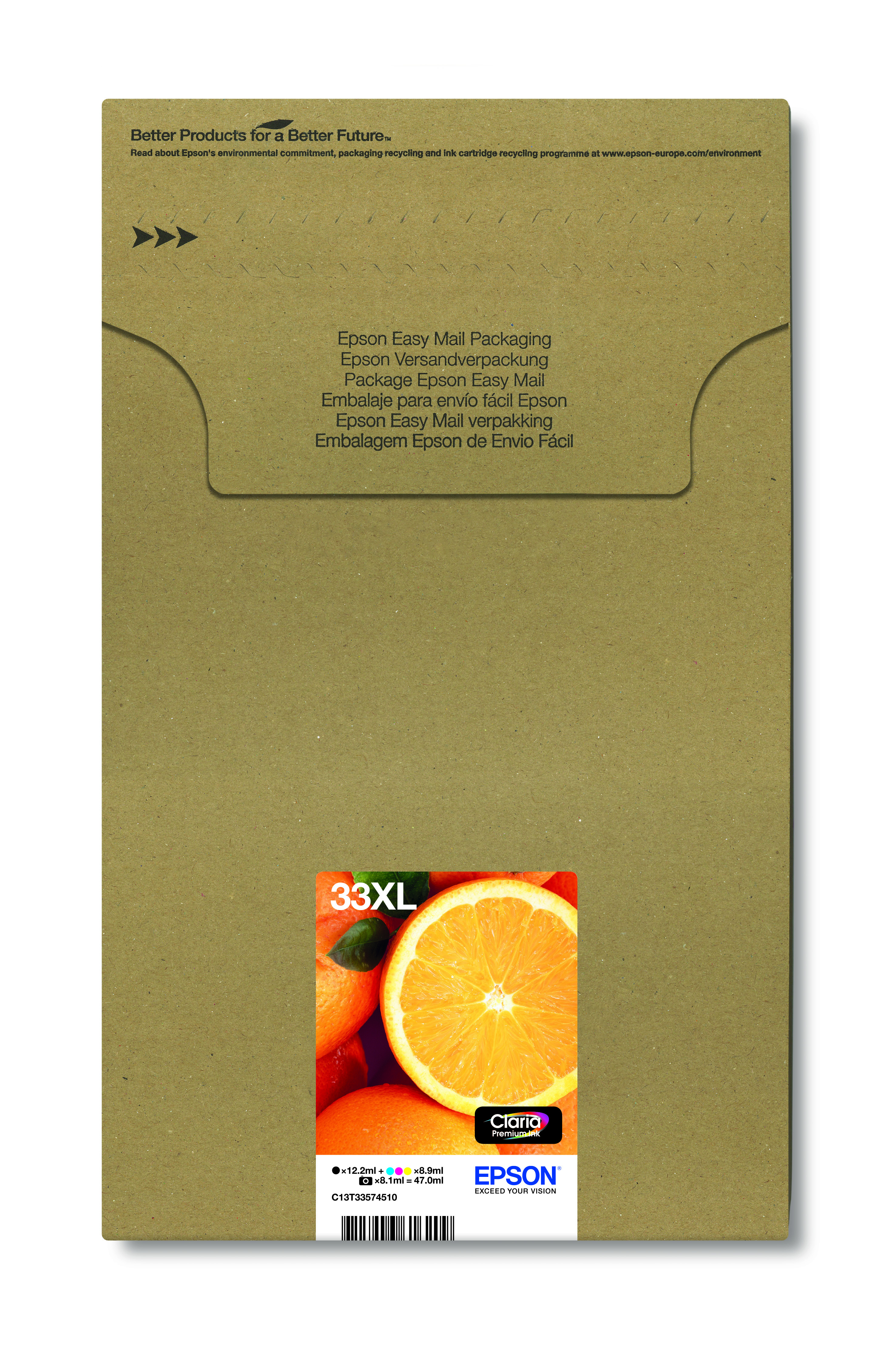 Cartuccia inchiostro Epson 33XL in confezione marrone con immagine di fragola.