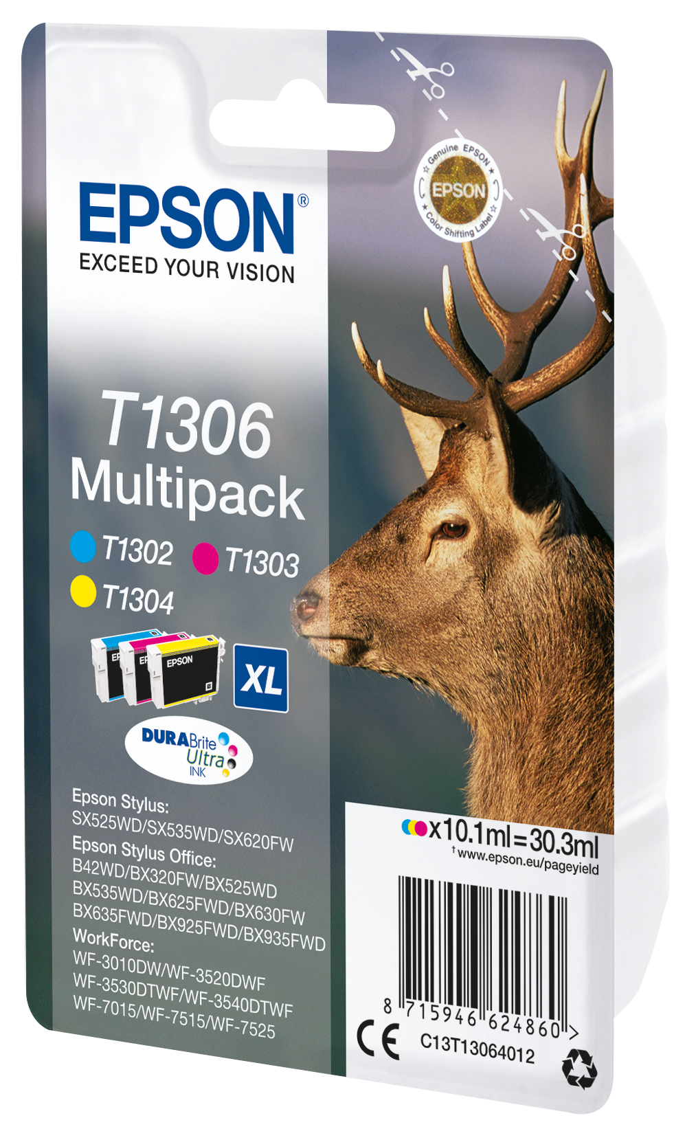 Epson T1306 Multipack ink cartridge package with a deer.