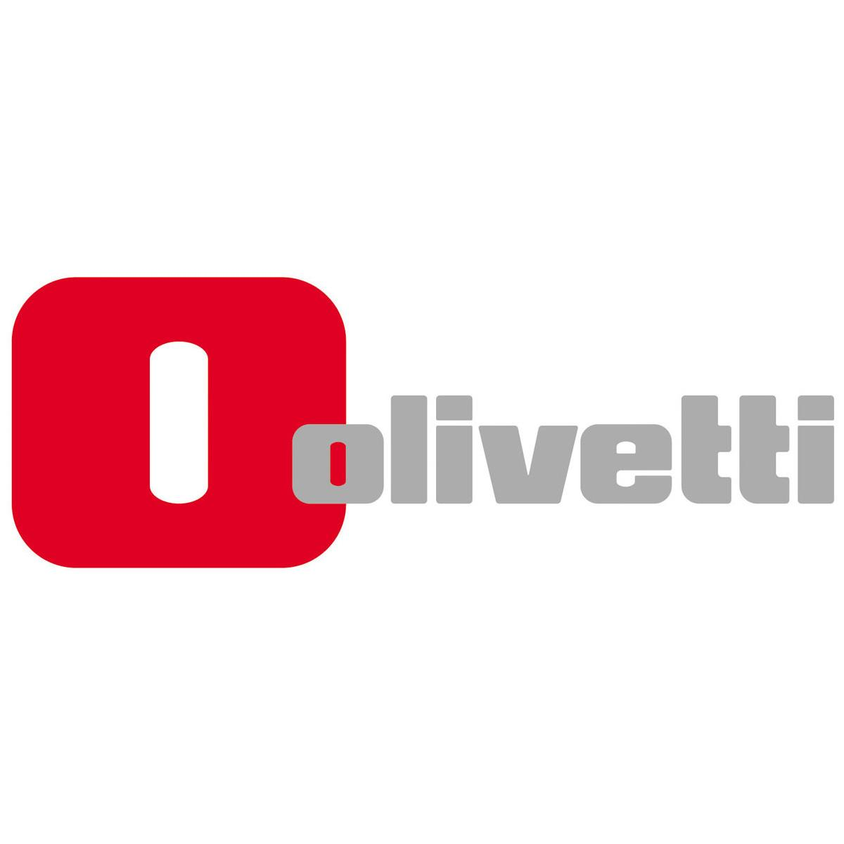 Il logo Olivetti, un quadrato rosso con una 'O' bianca e il testo 'olivetti' grigio.