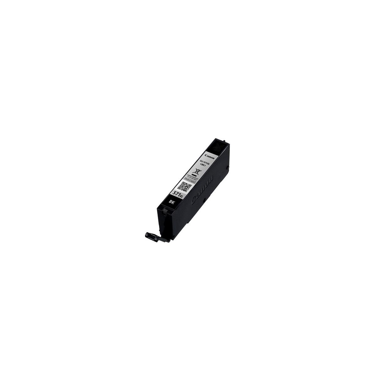 Zwarte inktcartridge op wit. Labeldetail: BK.
