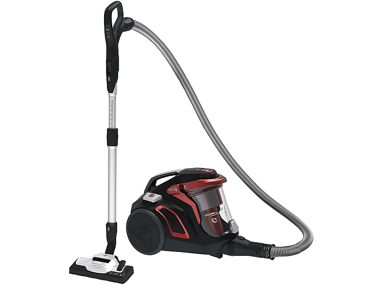 HOOVER HP730ALG 011 Trommel-Vakuum Bodenstaubsauger, maximale Leistung: 850 Watt, Cougar Schwarz / Glühendes Flammenrot)