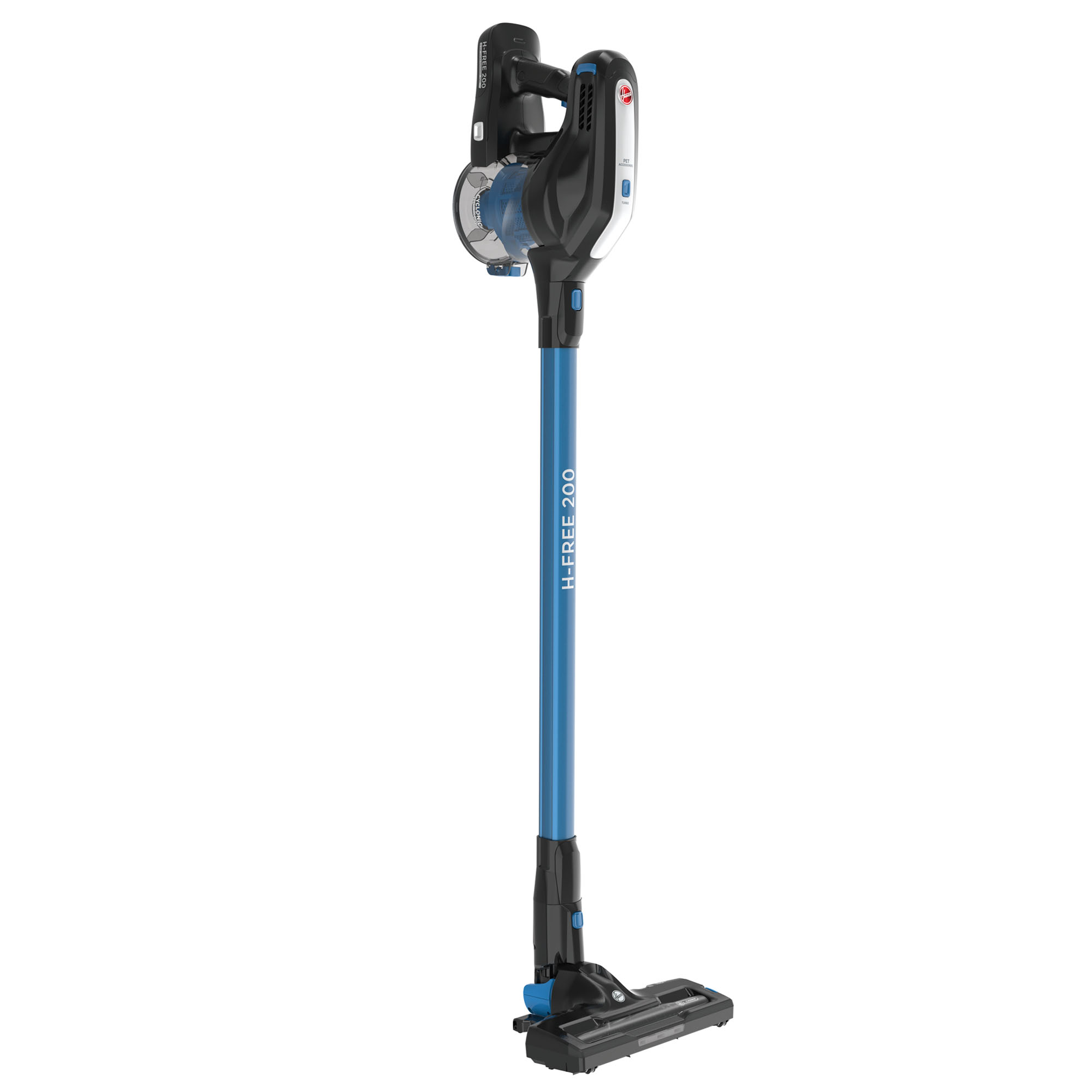 Aspiradora inalámbrica Hoover azul y negra. Modelo H-FREE 200.