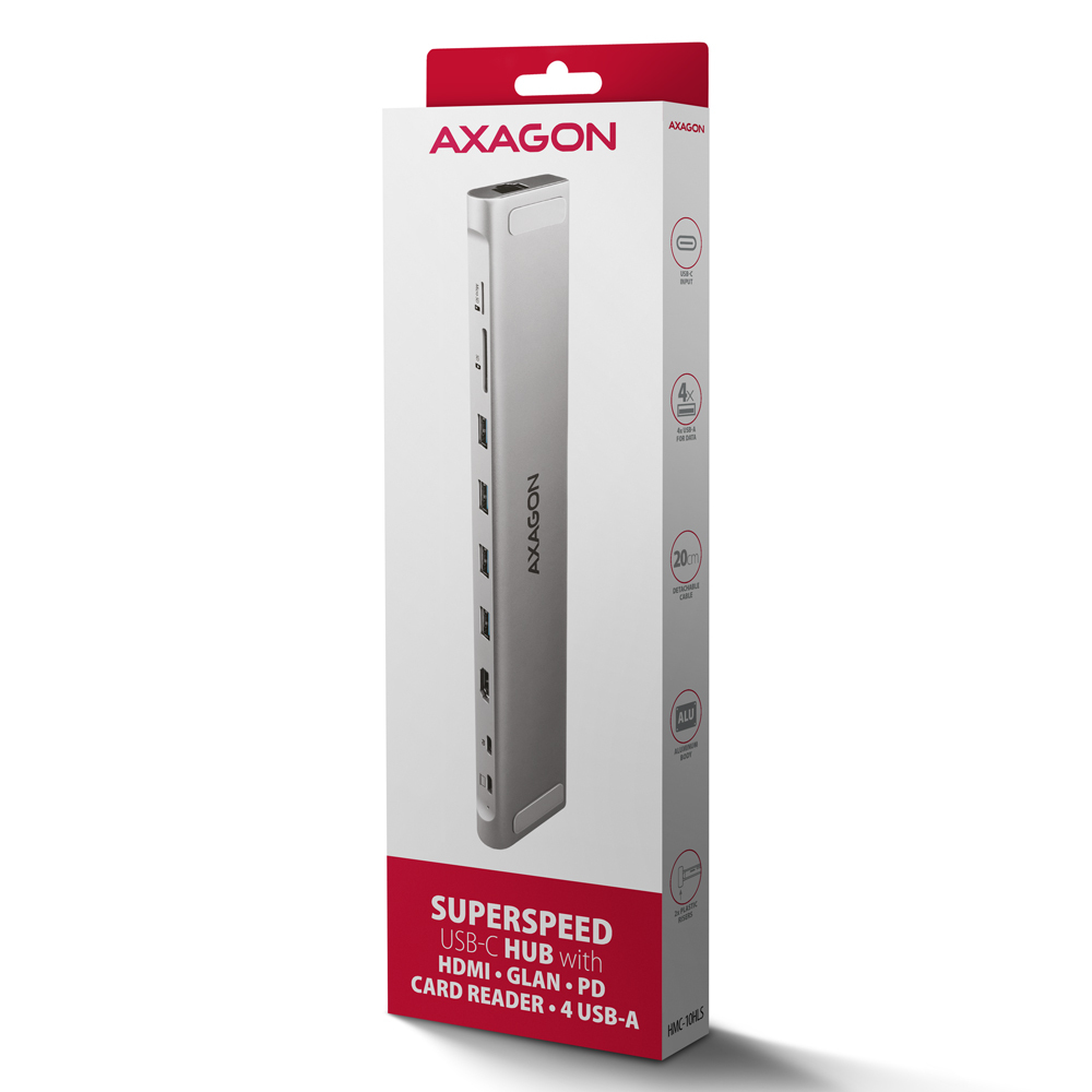 Diagramma di una docking station USB-C con porte e funzionalità etichettate.