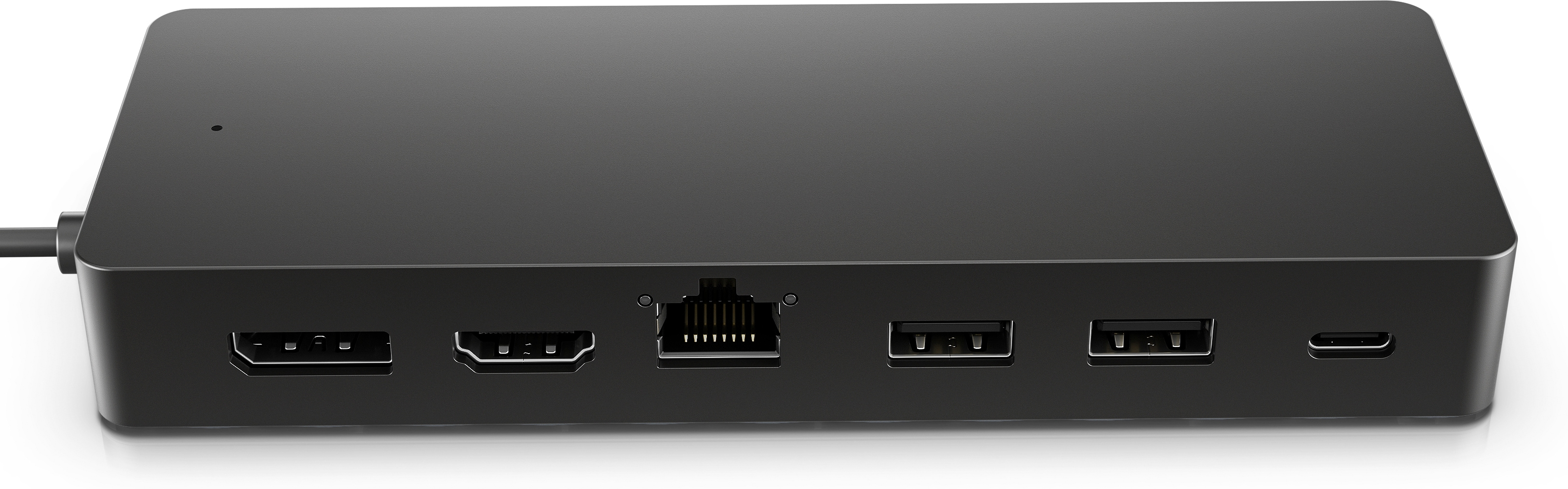 Hub nero con porte HDMI, LAN, USB e una porta USB-C.