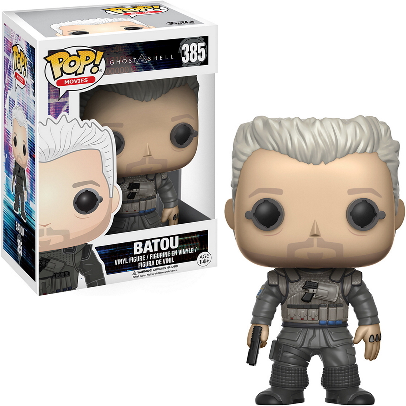 Figura Batou Pop!, da Ghost in the Shell, in confezione e singola.
