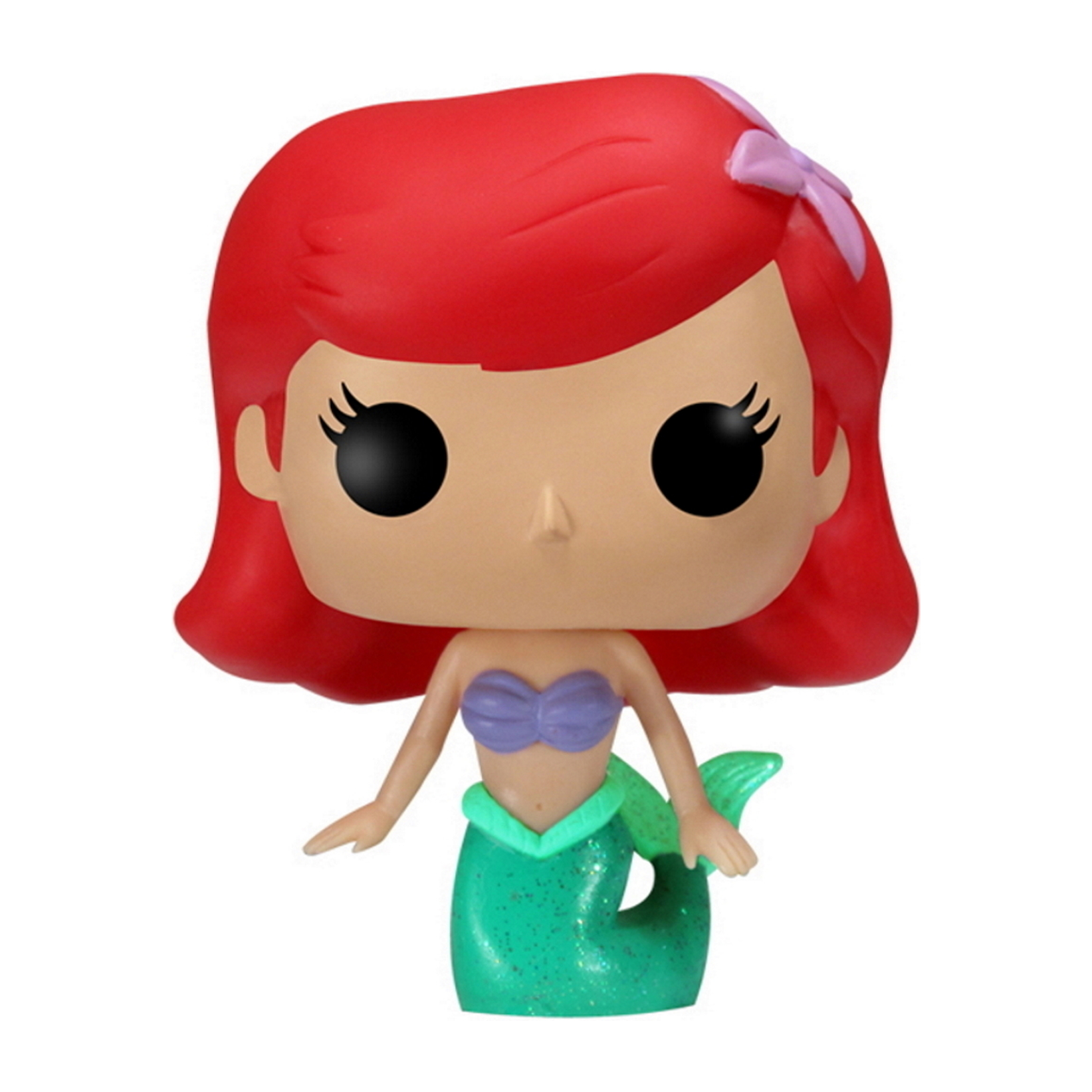 Ariel de La Sirenetta, figura Funko Pop, capelli rossi, top viola, coda verde.