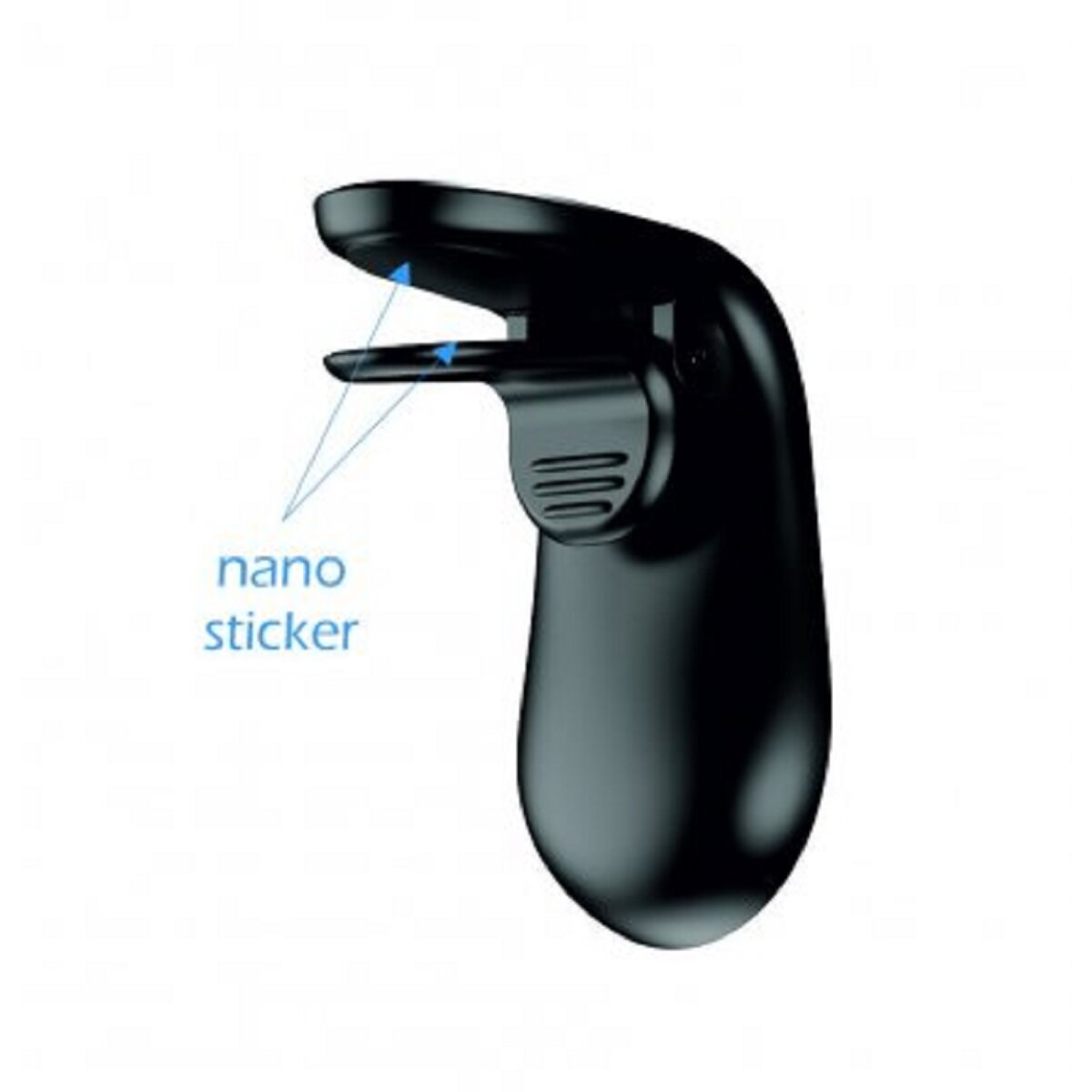 Ein schwarzes Controller-Zubehör. Nano-Aufkleber wird hervorgehoben.