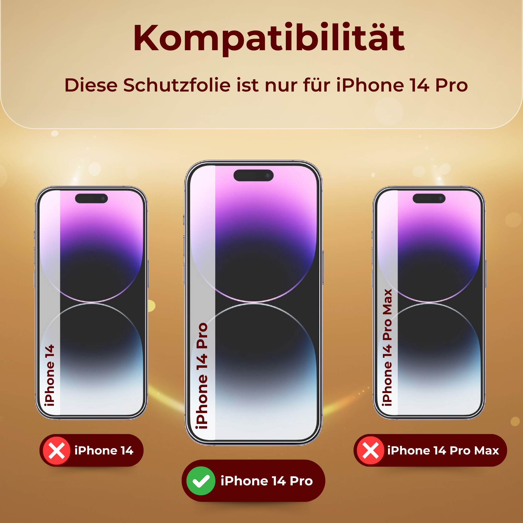 Bild zeigt iPhone 14 Pro und Pro Max. Nur iPhone 14 Pro wird akzeptiert.