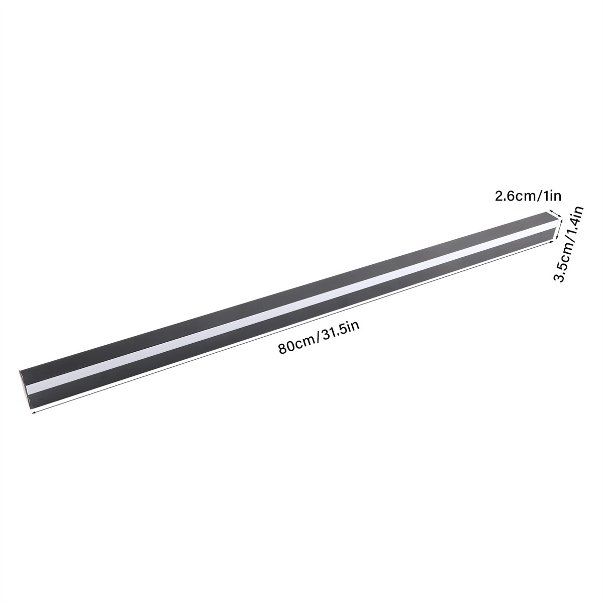 Eine lange, schwarze LED-Lichtleiste, mit angegebenen Abmessungen.