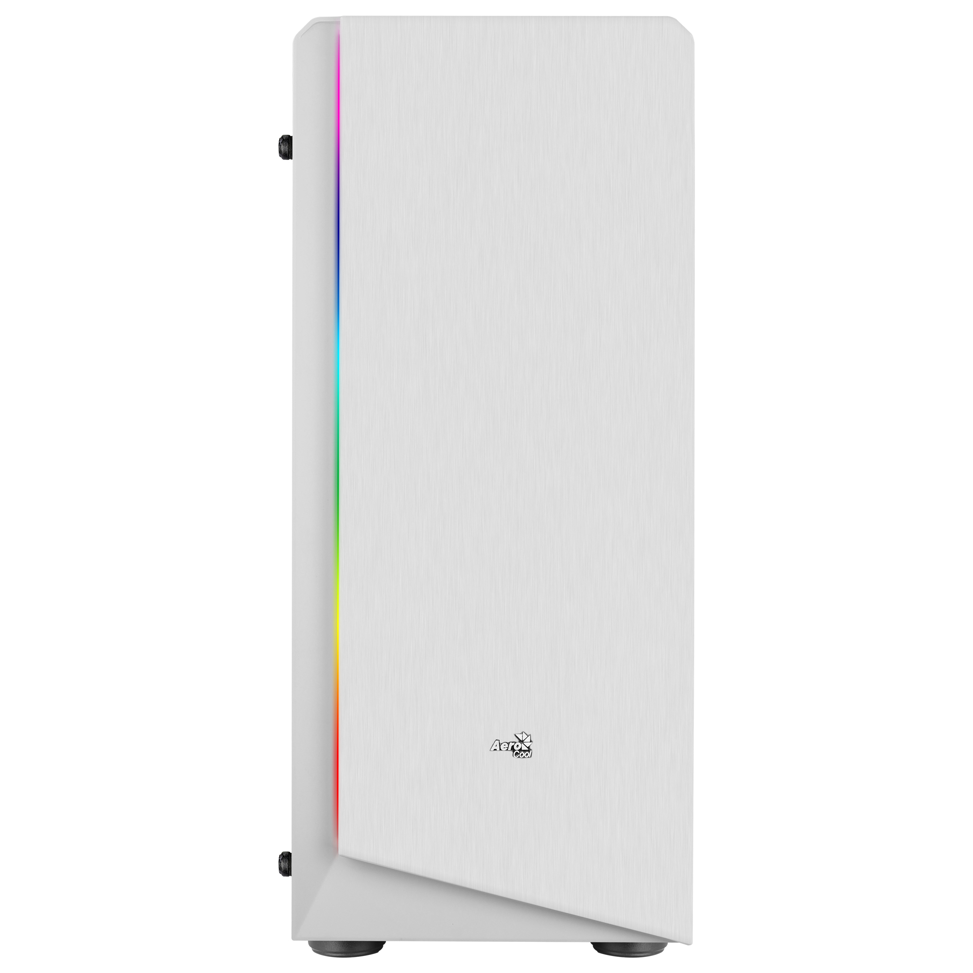 Case PC bianco con una striscia luminosa RGB verticale sul lato.
