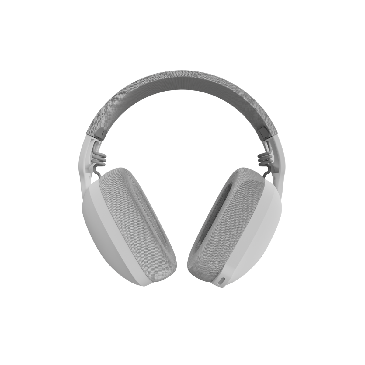 Cuffie bianche over-ear su sfondo nero. I padiglioni sono di forma ovale.