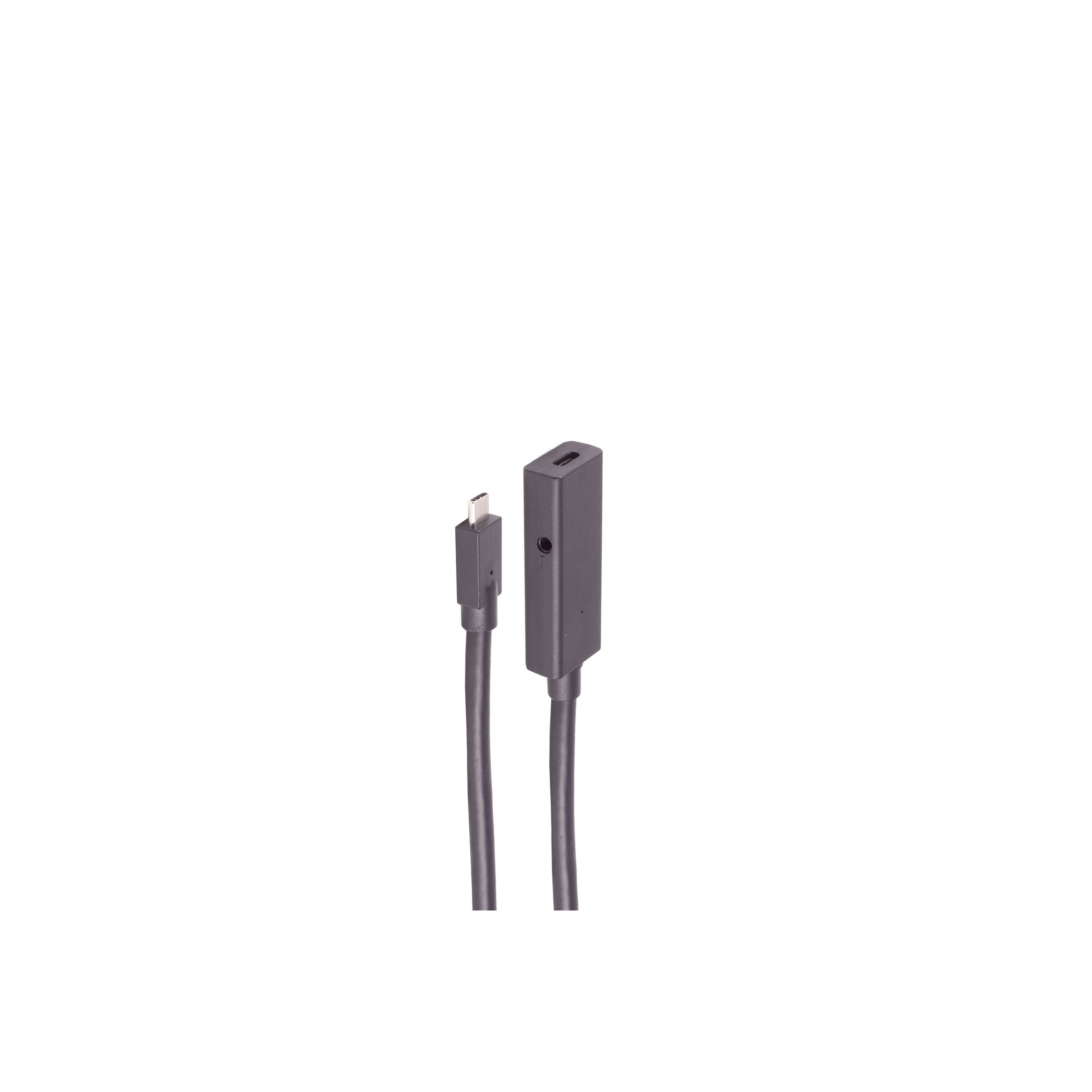 L'immagine mostra un cavo USB-C grigio con connettori su entrambe le estremità su sfondo bianco.